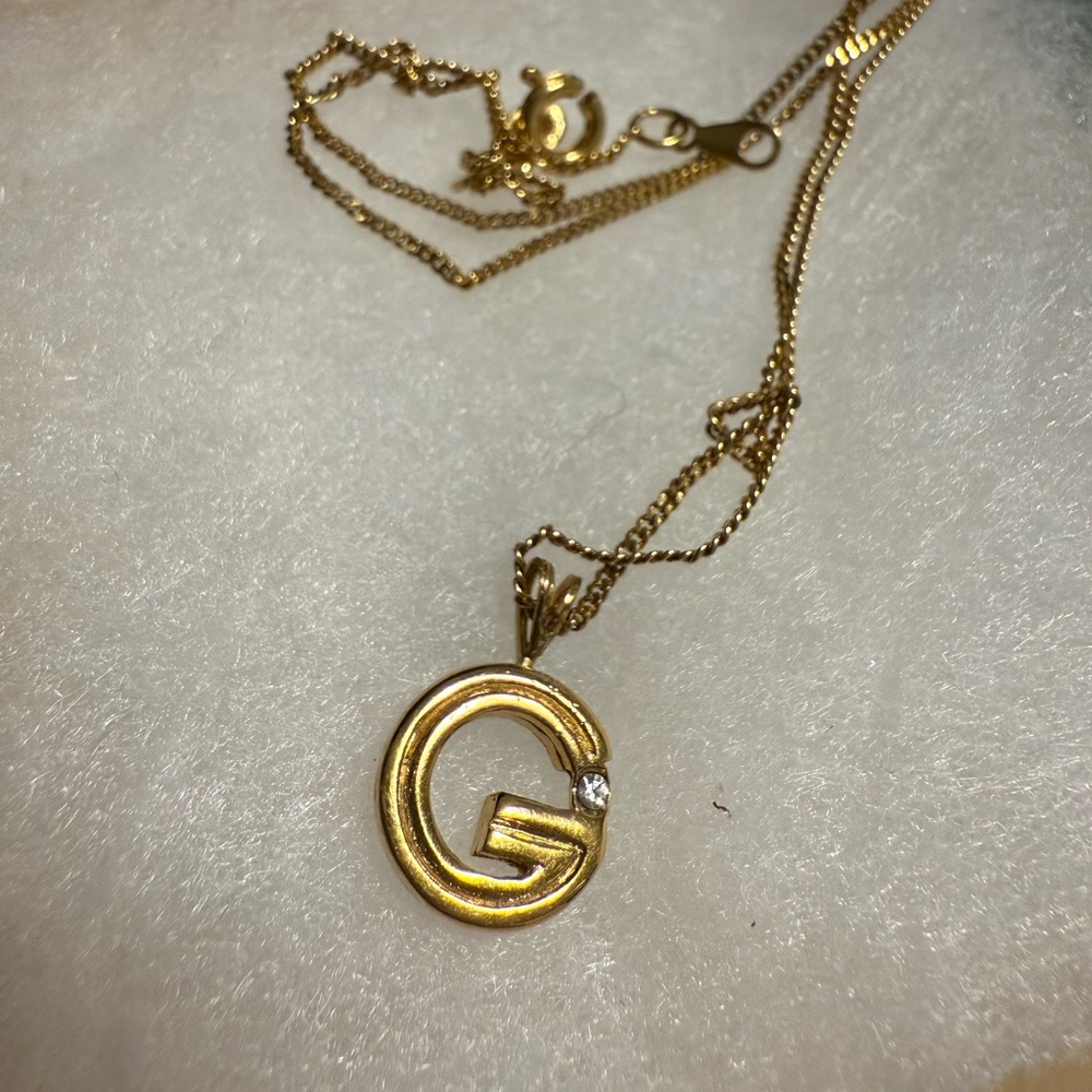 Vintage Crystal G Pendant Necklace